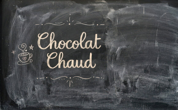 Chocolat chaud tableau noir craie illustration boisson chaude hiver cafe