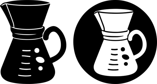 Coffee chemex pour over brewer icon set flat vector illustration