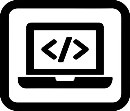 Laptop coding programming source code development icon vector illustration