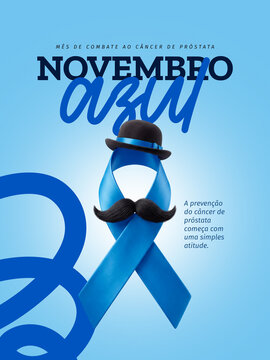 Novembro Azul Preven&ccedil;&atilde;o C&acirc;ncer Pr&oacute;stata Post Card Insta Template Banner