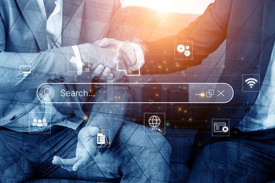 Artificial intelligence AI search concept enabling smarter discovery, recommendations to digital services and knowledge. Generative AI search engine algorithm provide user intent result. Corpus