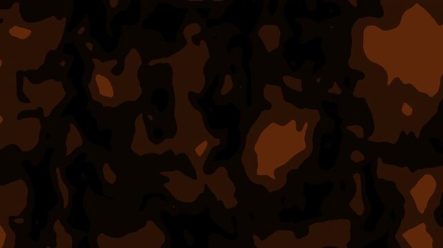 Abstract brown camouflage pattern moving dynamically on dark background