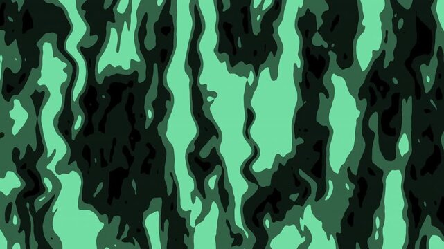 Green camouflage pattern flowing downwards in abstract looping animation
