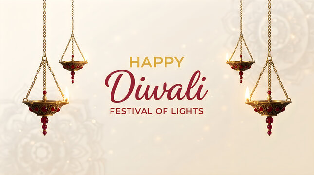 Celebrating the festival of lights a vibrant and joyous diwali greeting with traditional decorations illuminating lamps and warm wishes for prosperity and happiness to all