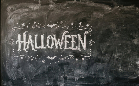 HALLOWEEN lousa giz decoracao festa outono assustador fundo preto vetor