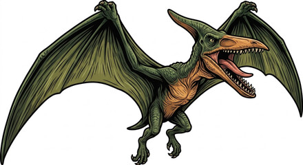 Pterodactyl Flying Dinosaur Vector Illustration © Daffa