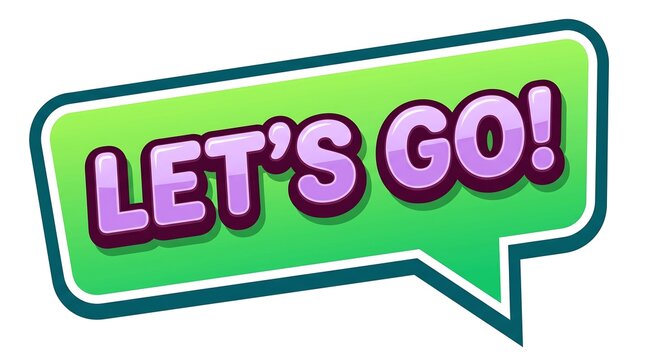 A colorful speech bubble graphic with the word go is displayed on a digital interface.