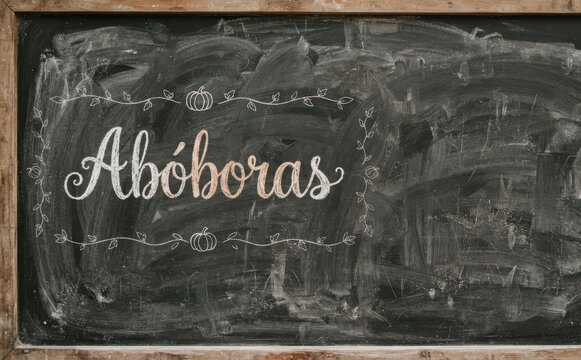Ab&oacute;boras quadro negro de giz tipografia outono dia das bruxas culin&aacute;ria vegetais