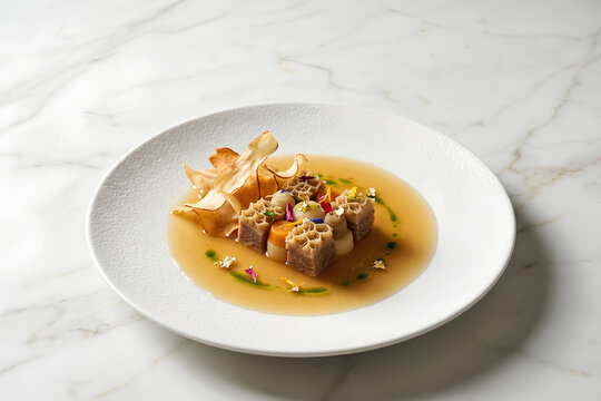 Cazuela de mondongo reimagined luxury, paraguayan tripe stew 30 degree editorial plating