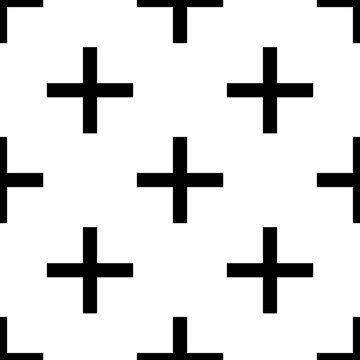 Seamless pattern of plus signs, geometric background, black