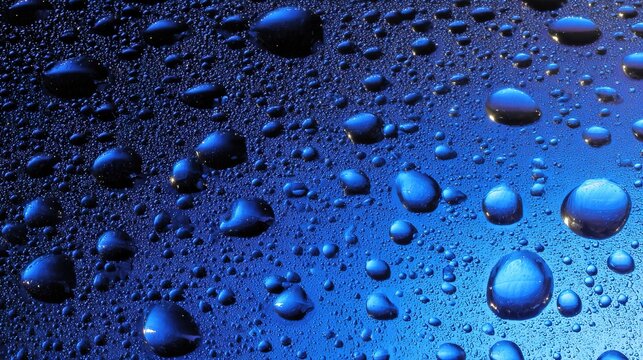 refraction. Macro view of water droplets forming abstract patterns through refraction, with cool blue tones. STEM education sheets, lab safety posters, designed for biotech research communications.