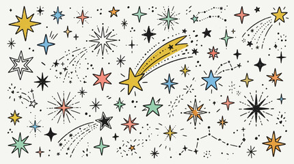 Whimsical Starbursts and Shooting Stars Pattern © Rizky