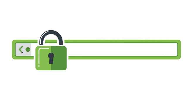 Secure Web Browser Address Bar Icon with Green Padlock for Cybersecurity and SSL Encryption Concept