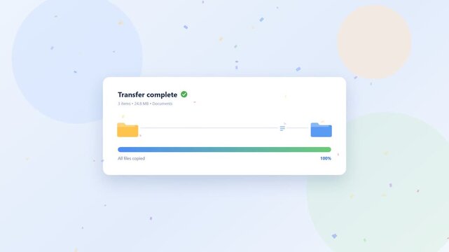 Modern Digital File Transfer Complete Interface with Cyber Loading Progress Bar and Holographic Data Migration Concept