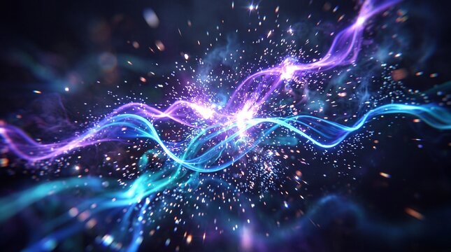 Abstract Energy Waves with Glowing Particles and Sparks