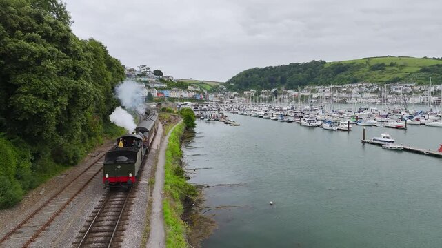 Kingswear to Paignton steam train, Dartmouth Steam Railway, Devon, England, United Kingdom