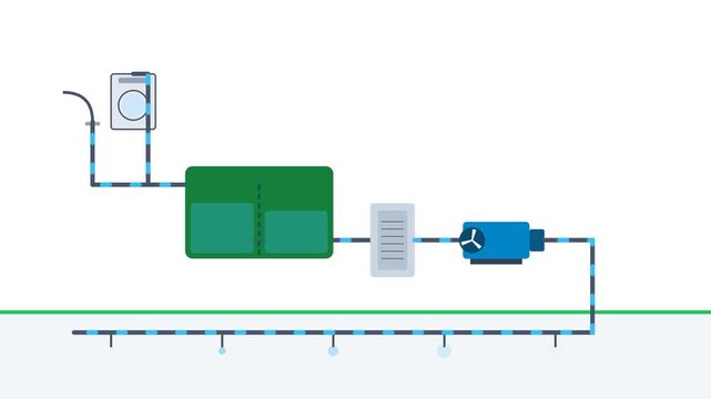 Residential Automated Greywater Treatment and Subsurface Drip Irrigation Recycling System Schematic