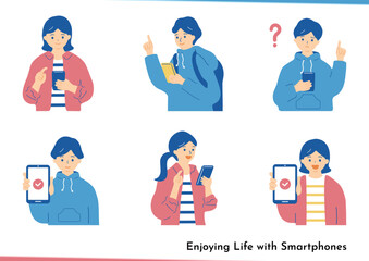 スマートフォンを使う男女 