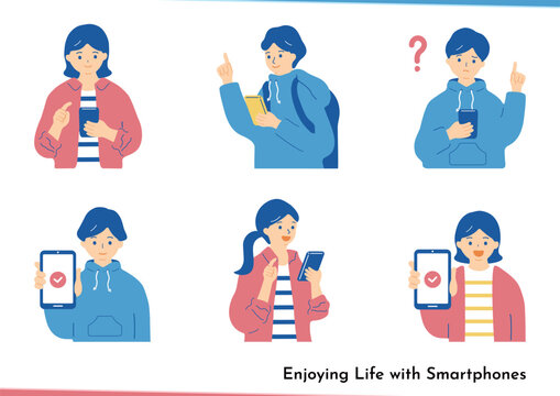 スマートフォンを使う男女
