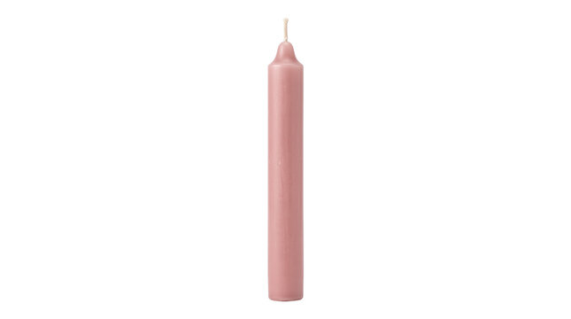 Pink Taper Candle Isolated on White Background, Elegant Dusty Rose Paraffin Wax Dinner Candle, Minimalist Home Decor Accent