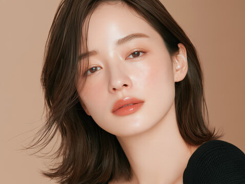 美容, 女性, スキンケア, 化粧品, ビューティー, 若い女性, 美肌, 日本人, アジア人, フェイシャル, メイク, 美容液, 保湿, クリーム, エイジングケア, 美容医療, エステ, 美容クリニック, 肌ケア, ナチュラルメイク, 透明感, ツヤ肌, モデル, 笑顔, ポートレート, クローズアップ, リラックス, 癒し, 健康的, 美白, コラーゲン, ヒアルロン酸, アンチエイジング