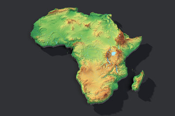 Africa 3D relief map - Solid Earth series, shaded terrain with elevation colors © hu