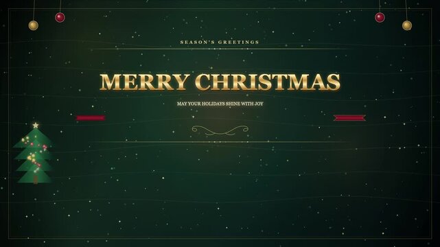 Merry Christmas and Happy New Year Greeting Animation, Festive Holiday Wishes Motion Graphics