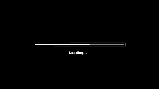 Loading Animation Bar With Outline Stroke Move and Loading Text Clean White Transparent Background. Perfect For UI or Overlay Video Element.