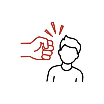 Verbal Harassment Icon with Pointing Finger Directed at a Person and Red Warning Marks