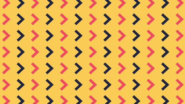 Seamless loop of chevron arrows moving right on a yellow background