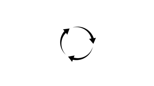 Circle arrow refresh and reload icon animation with loading progress on black background 4k video with animation.