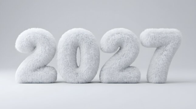 3d render of 2027 numbers isolated on white background