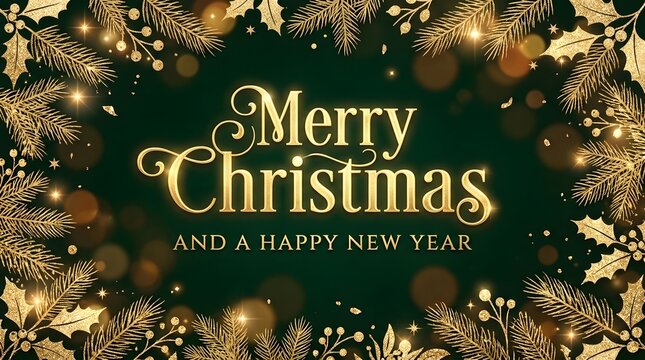 Merry christmas and a happy new year greeting card