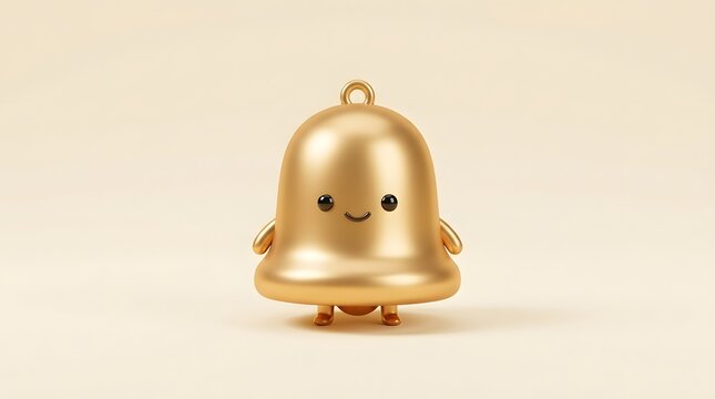 Cute 3d golden bell character