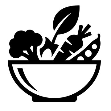 Healthy food broccoli carrot pea leaf in bowl vector illustration
