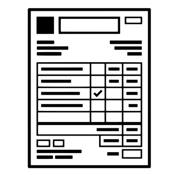 Invoice document form checklist and table vector illustration