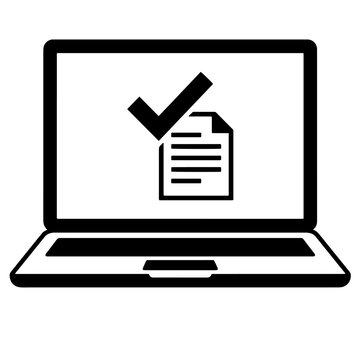 Online approval laptop document checkmark vector illustration