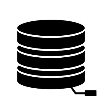Database storage server disk and cable vector illustration