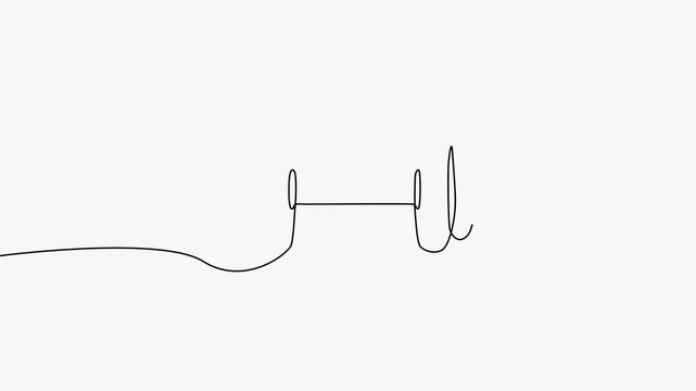Continuous Line Art Animation of Dumbbell Gym Equipment Outline on Clean White Background   