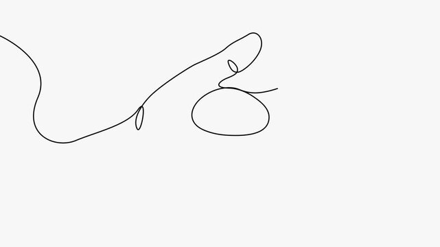 Continuous Line Art Animation of Human Hand Holding Fresh Egg on Clean White Background   
