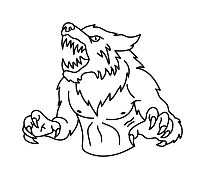 ferocious werewolf monster roaring with sharp teeth aggressive