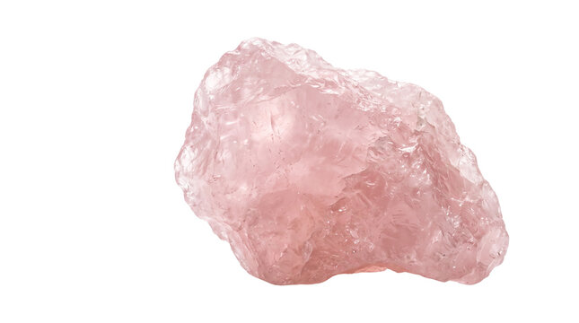 Raw rose quartz crystal, natural pink mineral stone for spiritual healing, rough gemstone specimen for jewelry design and holistic wellness isolated PNG with Transparent Background