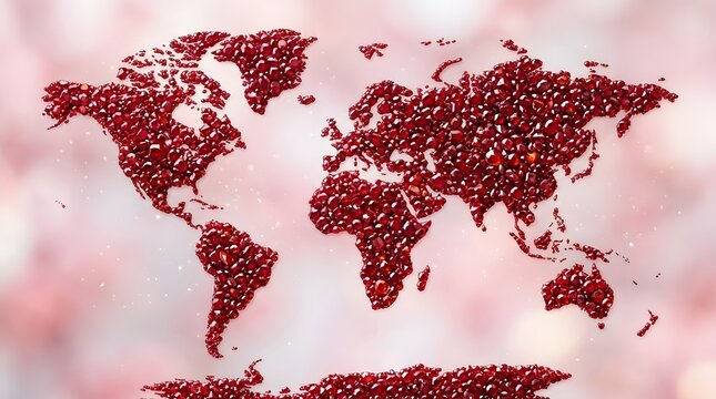 world map on red background