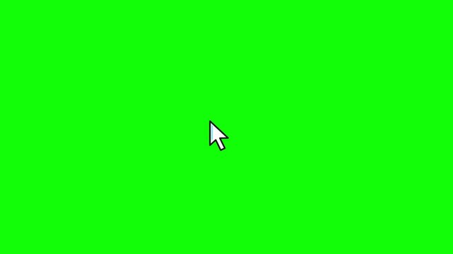 Computer mouse cursor clicking action animation with vibrant green screen background footage clip