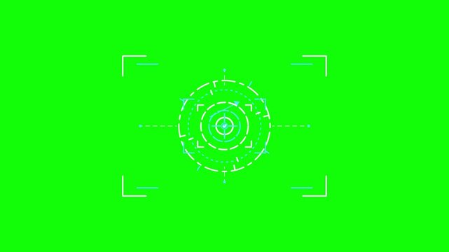 Futuristic HUD targeting reticle animation with green screen background for video overlay effects