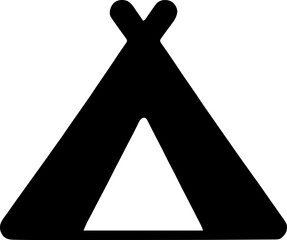 Triangular camping tent black silhouette vector icon © jieun