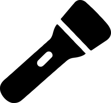 Handheld flashlight black silhouette vector icon