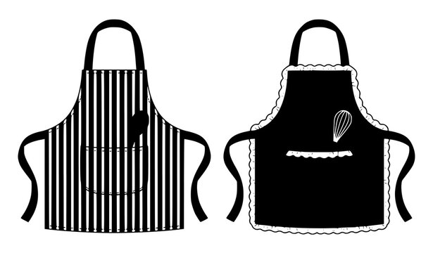 Kids chef and baker apron vector set for little boy and girl cooking activities