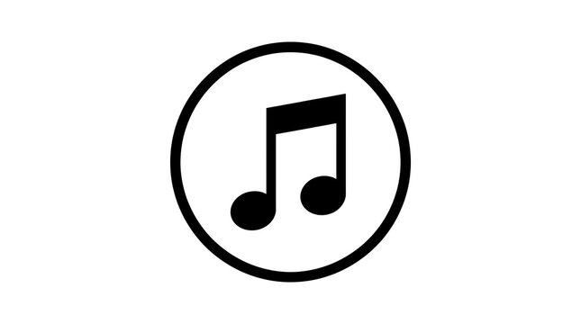 Music icon featuring notes inside circle isolated on transparent