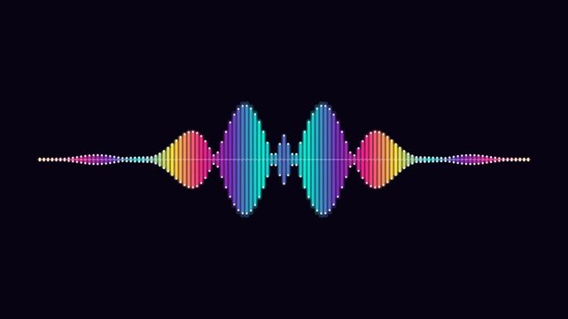 Colorful audio waveform equalizer visualization sound wave